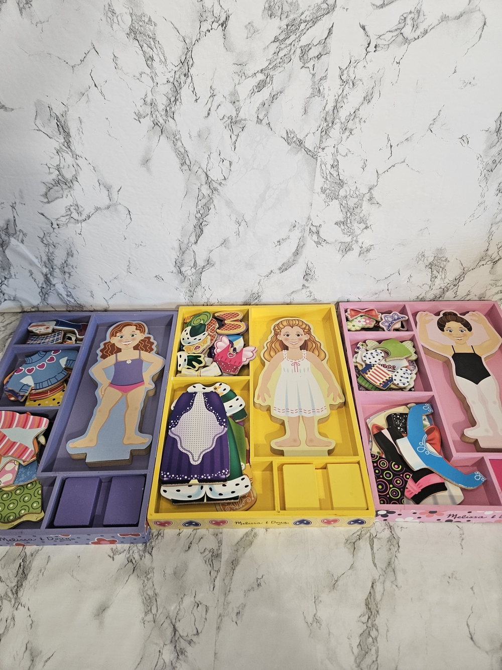 3 Melissa & Doug Wooden Magnetic Dress-Up Dolls Set - Multicolor